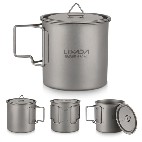 Lixada Ultralight Titanium 300/350/550/650ml Outdoor Cup Camping Picnic Water Mug Tableware with Foldable Handle