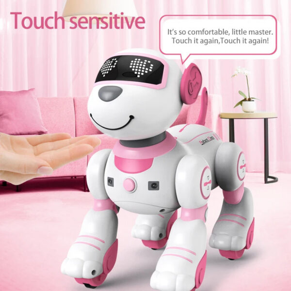 90d600b6f37f1de8 Funny RC Robot Electronic Dog Stunt Dog Voice Command Programmable Touch-sense Music Song Robot Dog Pink Toys for Girls Gift