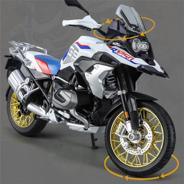 90d7820f3b03c7c1 1/9 R1250 GS ADV Alloy Racing Diecasts Street Sports Motorcycle Model Simulation With Light Collection Kids Toys Gift