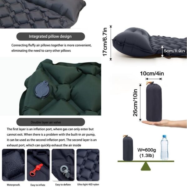 Coziya Matelas, Camping-Matratze, 5 cm Ultraleichte Aufblasbare Camping-Matratze, Aufblasbares Schlafpad Mit Eingebauten Kissen, Zum Campen, Reisen, Zuhause, BüRo,Blue
