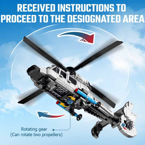 SEMBO 449pcs Z-9 Shipborne Helicopter Assemblage Building Blocks MOC Armed Aircraft Fighter Soldiers Models Kids Toys Boys Gifts