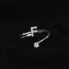 Fashion Sterling Sier 26 Letter Sparkling Diamond Zircon Open Index Finger Your Name Ring Birthday Party Jewelry