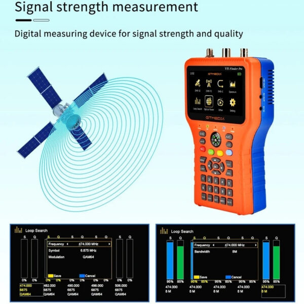 GTMEDIA V8 2 Pro Meter Satellite Signal Finder DVB-S2X/S2/S/T2/T/C/ATSC-C H.265 Auto Calculate Angle Supports ACM
