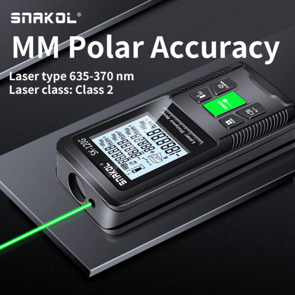 Snakol Tape Measure 120M Green Laser Distance Meter High Accuracy Roulette Multiple Measurement Functions Electronic Ruler