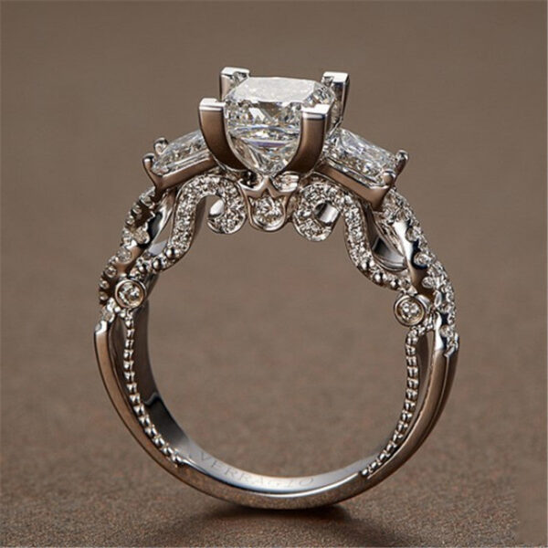 Vintage Princess cut Lab Diamond Ring sterling sier Engagement Wedding band Rings for Women Bridal Fine Party Jewelry