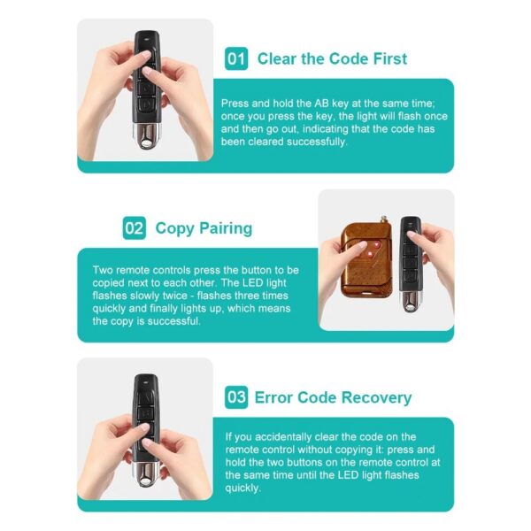 433MHZ Copy Auto 4 Channe Garage Gate Door Opener Remote Control Duplicator Cloning Code Car Key