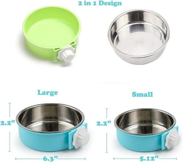 913817b902540275 Crate Dog Cat Bowls, Removable Stainless Steel Hanging Pet Cage Bowls for Kennel, Water Food Feeder Bowls Cage Coop Cup for Cats, Dogs, Rabbits and Small Animals (Small, Pink)