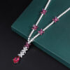 9143ec51c8a5d552 Sparkling 9*14MM Ruby Gemstone Pendant Necklace for Women High Carbon Diamond tail Party Fine Jewelry Birthday Gift