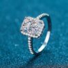 AETEEY Moissanite Diamond Square Ring D Color 1CT 2CT Real Sterling Sier For Women Wedding Fine Jewelry VVS Clarity RI019