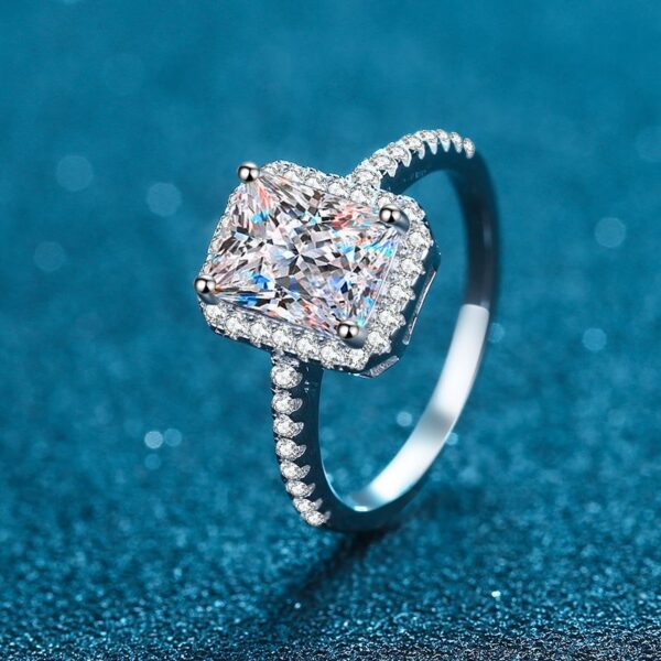 AETEEY Moissanite Diamond Square Ring D Color 1CT 2CT Real Sterling Sier For Women Wedding Fine Jewelry VVS Clarity RI019