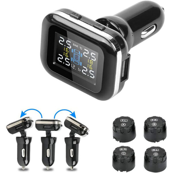 Digital Display Electronic Automobile Universal Tire Pressure Monitor Rotatable Cigarette Lighter Tpms System