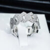 91608a3c16836772 Sterling Sier Full Moissanite Rings with Gra Double Row Diamond Cuban Chain Ring for Men Women Hip Hop Fine Jewelry