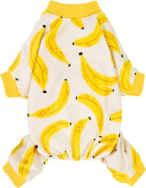 91677b5e54316590 Banana Dog Pajamas, Warm Dog Onesie, Dog Clothes for Small Dogs Girl Boy, Lightweight Velvet Pet Jumpsuit, Cat Outfit, Beige, Yellow, Medium