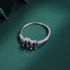 91723362a5c8bdad NEW Trend Amethyst Rectangle Couple Rings For Women Purple Full Diamond Original Sterling S Sier Anniversary Gift Jewelry