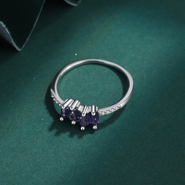 91723362a5c8bdad NEW Trend Amethyst Rectangle Couple Rings For Women Purple Full Diamond Original Sterling S Sier Anniversary Gift Jewelry