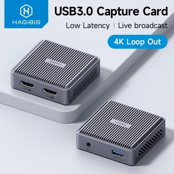 Hagibis 4K HDMI-Compatible Video Capture Card Loop Out Game Recording Live Streaming 1080P Grabber MS2131 for PS4/5 Switch