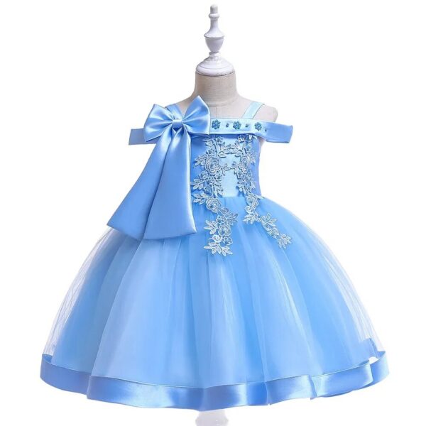 Off-shoulder Women's Gown Tank Bow Beaded Detailing Princess Dress For Girls