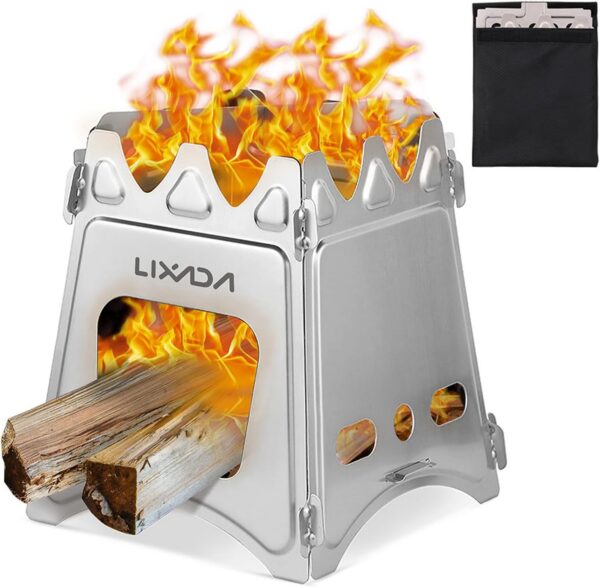 Lixada Compact Folding Wood Stove for Outdoor Camping Cooking Picnic