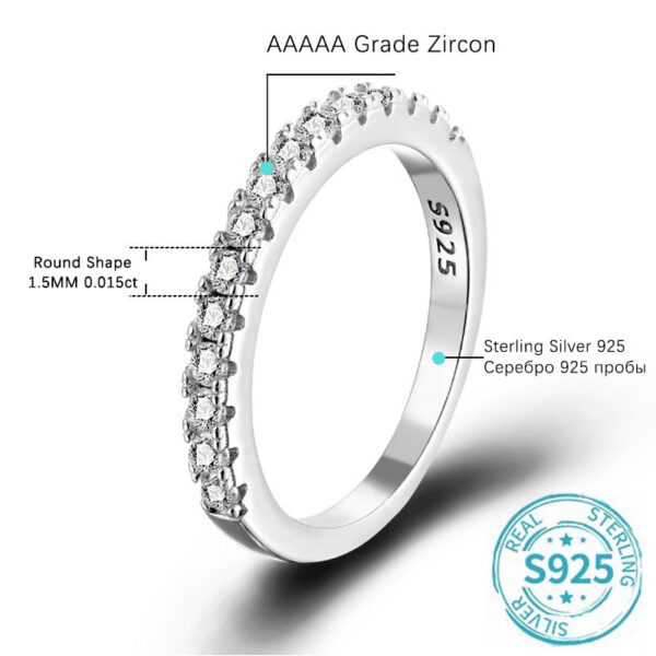 Moissanite Ring Sterling Sier with White Gold Plated Full Diamond Eternity Band Engagement Wedding Rings for Women