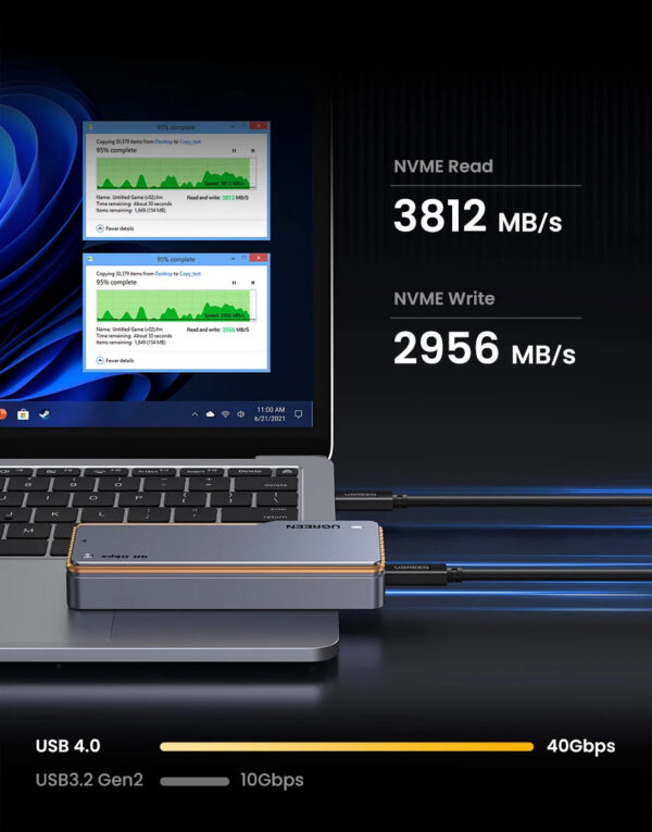 91b29770e5bfc882 UGREEN 40Gbps NVMe SSD Enclosure M.2 to USB4.0 SSD Case Compatible with M.2 NVME PCIe Built-in Cooling Vest Aluminum Case