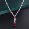 91badb23e93f8ed6 Sparkling 9*14MM Ruby Gemstone Pendant Necklace for Women High Carbon Diamond tail Party Fine Jewelry Birthday Gift
