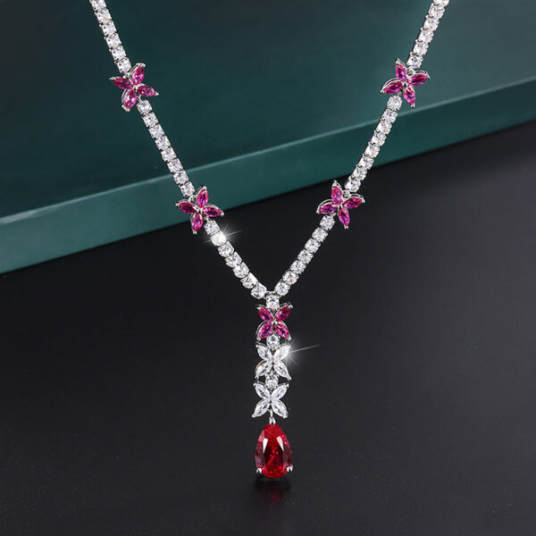 91badb23e93f8ed6 Sparkling 9*14MM Ruby Gemstone Pendant Necklace for Women High Carbon Diamond tail Party Fine Jewelry Birthday Gift