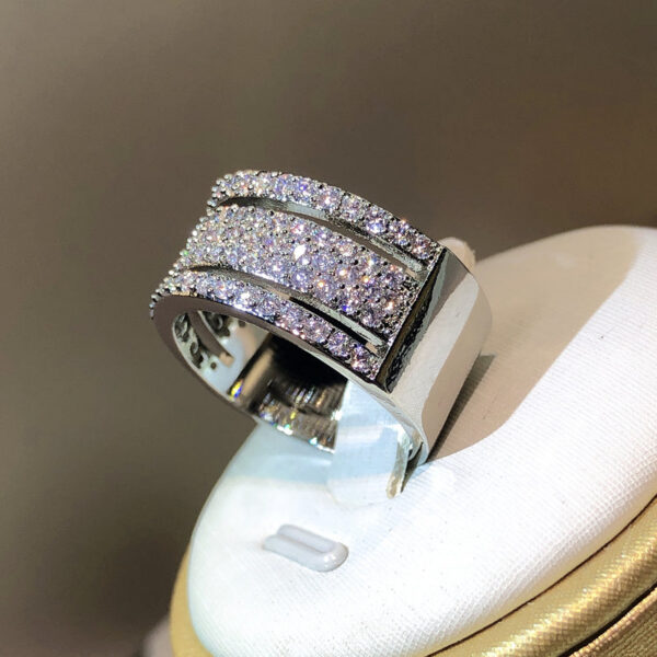 91c2d0522e819fd0 Sterling sier Eternity Three Rows ring Diamond cz Engagement Wedding Rings for women Men Finger Party Jewelry Wholesale