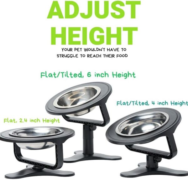 Adjustable Raised Cat Food Bowl, Tilted Elevated Bowl (1-Pack, Black)