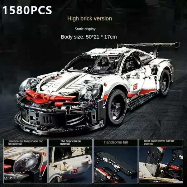 91ec672693f0fa32 911Rsr 1580+Pcs Technical Racing Assembled Building Blocks Compatible 42096 Sports Car Model Bricks Vehicl Set Toy Gift for Kids