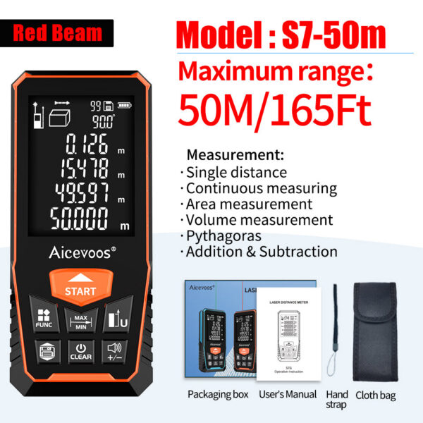 Aicevoos Digital Rangefinder 50M 70M 100M 120M Distance Meter Trena Laser Tape Measure Roulette Range Finder