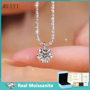 91f947babd0ab3e5 1-2ct Super Sparkling Moissanite Diamond Pendant Necklaces for Women Wedding Party Jewelry S925 Silver Cauliflower Chain Jewelry
