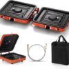 Odoland Portable 2 Burner Camping Stove, 4400W Camp Stoves Lightweight Camping Cooker with Automatic Ignition & Heat Control for Outdoor Backpacking & Picnic Cooking