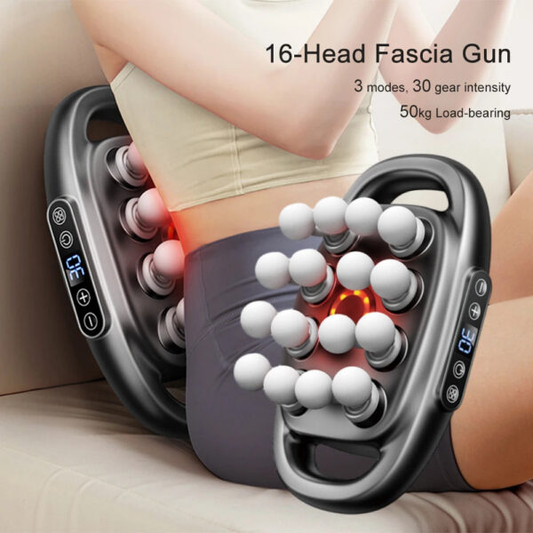 92048aa6840276d5 16-Head Fascia Gun High-Frequency Vibration Body Massage Gun Back and Waist Massager Neck Shoulder Massager Muscle masajeador