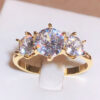 New Row Of Diamonds White Zirconia Gold Ring Female Stamp Fashion Wedding Party Jewelry Gift Wholesale