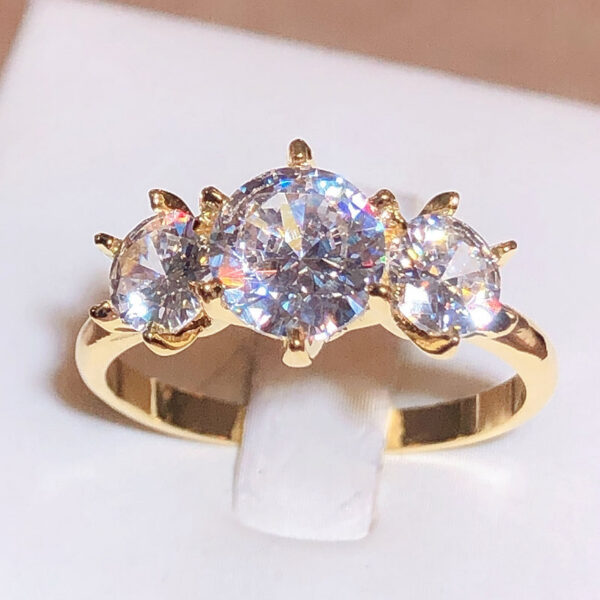 New Row Of Diamonds White Zirconia Gold Ring Female Stamp Fashion Wedding Party Jewelry Gift Wholesale