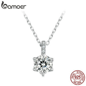 922b26df0f929e49 BAMOER Moissanite Pendant Necklace D Color VVS1 Lab Grown Diamond for Women Wedding Engagement Sterling Sier Fine Jewelry
