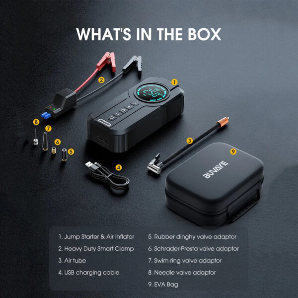 Car Jump Starter Pump Power Bank Lighting Portable Air Compressor 4 In 1 Cars Battery Starters Starting Auto Tyre Iator