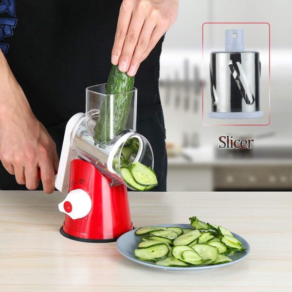 Rotary Cheese Grater Shredder Chopper Round Tumbling Box Mandoline Slicer Nut Gr