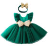 Baby Summer Flying Sleeves Mesh Open Back Bow Princess Girl Birthday Party Elegant Evening Dress