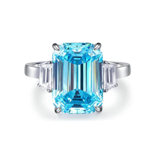 92502d3a23cc85de Wong Rain Luxury 925 Sterling Silver Emerald Cut 10CT Aquamarine Lab Sapphire Gemstone Wedding Engagement Jewelry Ring Wholesale