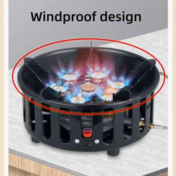 92520db64aac861d 19800W 7-Core Stove High-Power Strong Fire Portable Tourist Gas Burner Windproof Electronic Ignition Camping Equipment
