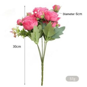 9255b1558d683b97 30cm Rose Pink Silk Bouquet Peony 5 Big Head 4 Small Bud Bride Wedding Home Decoration Artificial Flower