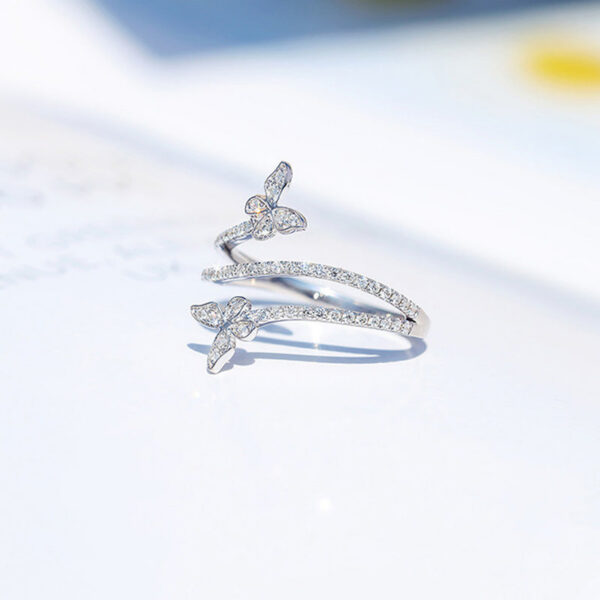 NEW Fashion Double Butterfly for Women Sier Clear Zircon Lab Diamond Wedding Engagement Ring Gift Jewelry Wholesale