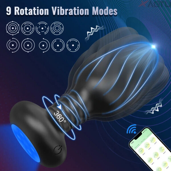 92a70834c90658c2 APP Control Rotation Vibrating Butt Men Women Wiggle Vibrator Gay Anal Plug with LED Adult Sex Toy for Couples