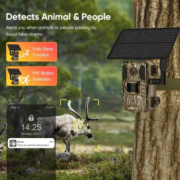 92ad59ea4211108f LS VISION Solar Hunting Trail Camera 14MP 4G SIM Card IP66 Waterproof 20M PIR Motion Detection Wildlife Camera IR Night Vision