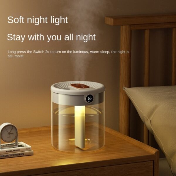 92d7b401ad252383 New 2L Double Spray Atomizer Usb Large Capacity Home Mute Bedroom Office Night Light Digital Display Humidifier