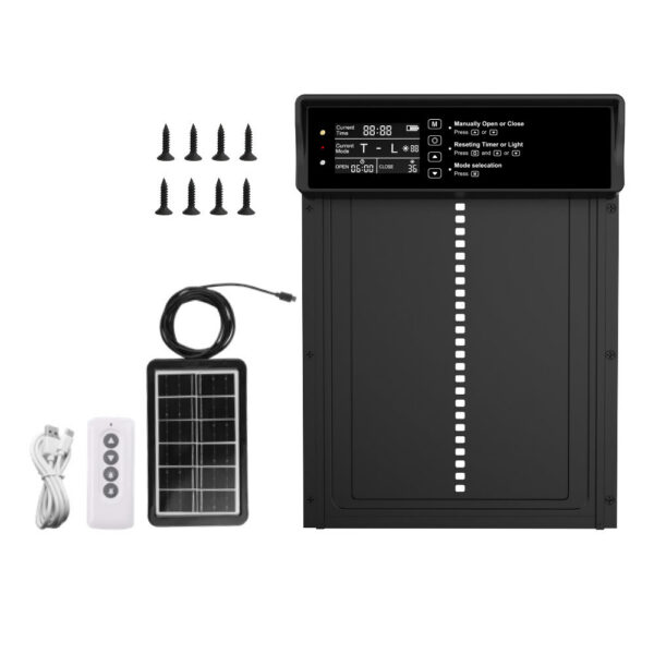 Auto Coop Automatic Solar Powered USB Charging Chicken Door 4 Modes with Timer & Light Senso
