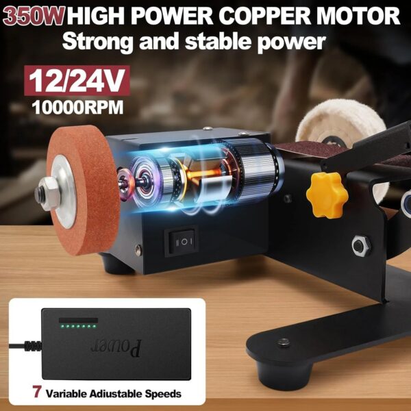 92ebc18a9e9291c1 Stand Belt Sander, 350W Stationary Grinder Adjustable Angle Micro Electric Belt Sander with 10-piece sanding belts