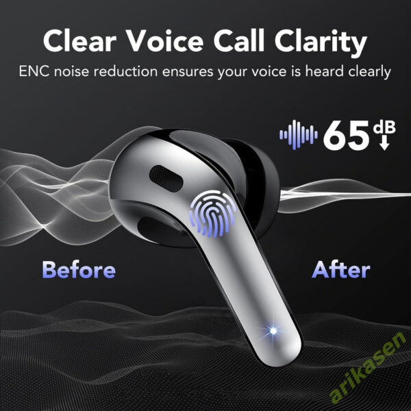 Wireless Bluetooth Earbuds Headphones 52 Hrs Playtime IPX7 Waterproof 4 Mic Call Noise Cancelg with LED Display Charging Case