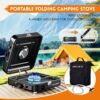 AFFLUENT 2 Burner Propane Camping Stove with Grill and Storage Bag- A Must - Have Camp Stove Propane! Foldable, Featuring Two Adjustable Burners Ideal Portable Camping Stove for Camping & BBQ(White)